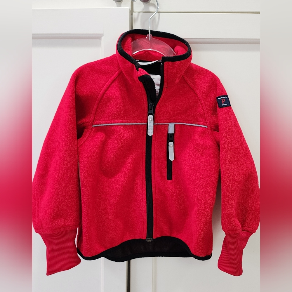 Polarn O. Pyret red fleece jacket 2-3T